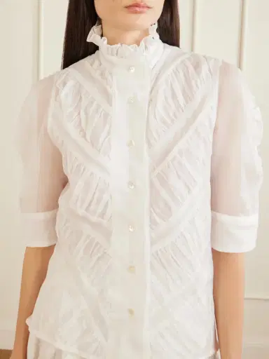Thierry Colson Vita Ruffled Pleated Cotton-gauze Shirt | Thumbnail 4