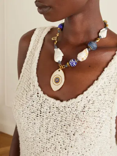 TOHUM Evil Eye Gold-plated, Seashell And Ceramic Necklace | Thumbnail 2 TOHUM Evil Eye Gold-plated, Seashell And Ceramic Necklace | Thumbnail 2