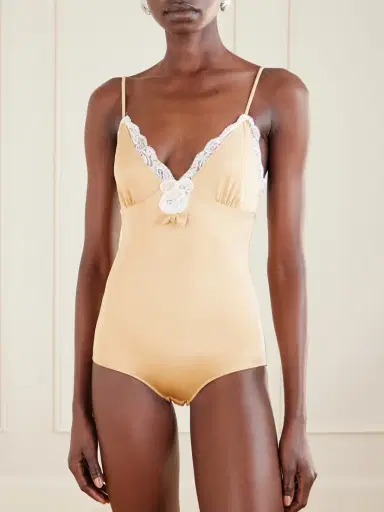Chloé Bow-detailed Lace-trimmed Stretch-jersey Bodysuit | Thumbnail 3 Chloé Bow-detailed Lace-trimmed Stretch-jersey Bodysuit | Thumbnail 3