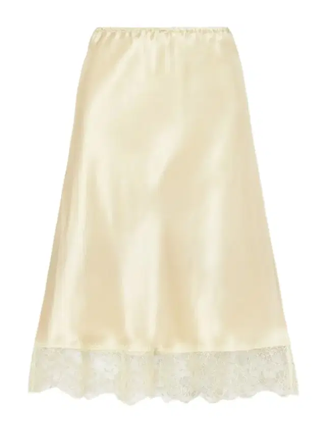 Lace-trimmed Silk-satin Midi Skirt
