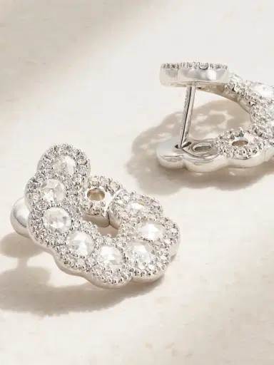 David Morris 18-karat White Gold Diamond Hoop Earrings | Thumbnail 3 David Morris 18-karat White Gold Diamond Hoop Earrings | Thumbnail 3