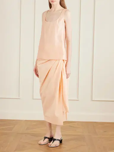 Khaite Shay Tie-detailed Draped Cotton-poplin Wrap Midi Skirt | Thumbnail 2