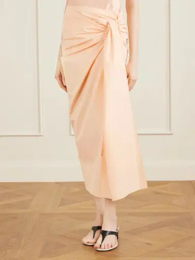 Khaite Shay Tie-detailed Draped Cotton-poplin Wrap Midi Skirt | Thumbnail 3