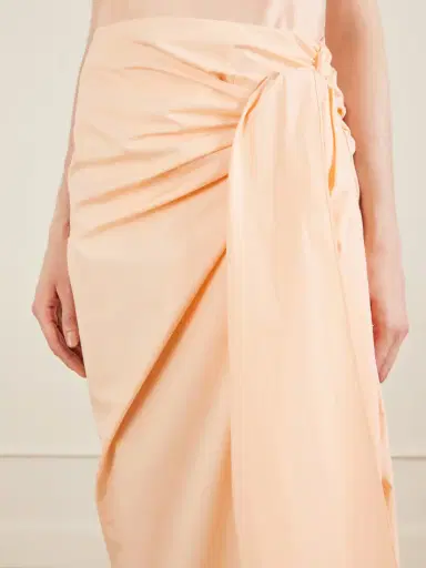 Khaite Shay Tie-detailed Draped Cotton-poplin Wrap Midi Skirt | Thumbnail 5