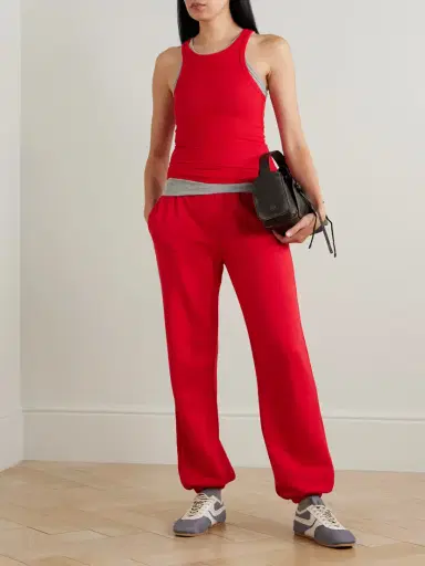 ÉTERNE Embroidered Cotton And Modal-blend Jersey Tapered Track Pants | Thumbnail 2 ÉTERNE Embroidered Cotton And Modal-blend Jersey Tapered Track Pants | Thumbnail 2