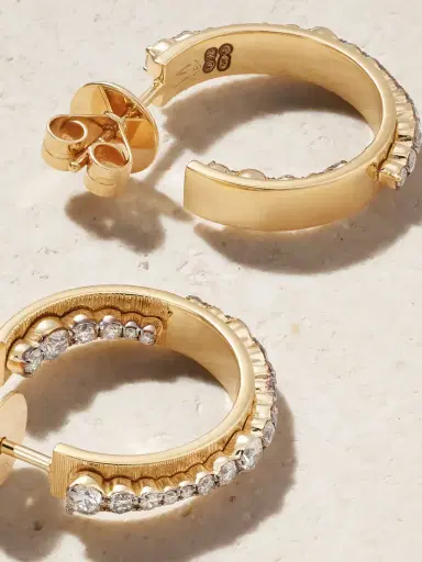 Ileana Makri Inside Out Ripple 18-karat Gold, Rhodium-plated And Diamond Hoop Earrings | Thumbnail 3