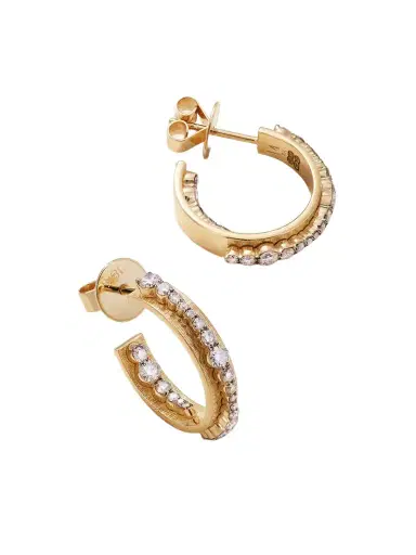 Ileana Makri Inside Out Ripple 18-karat Gold, Rhodium-plated And Diamond Hoop Earrings | Thumbnail 1