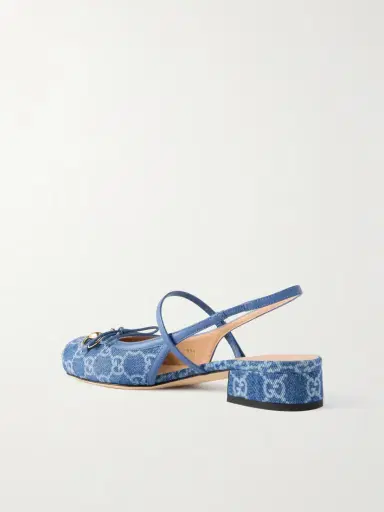 Gucci Horsebit-embellished Denim-jacquard Slingback Sandals | Thumbnail 3 Gucci Horsebit-embellished Denim-jacquard Slingback Sandals | Thumbnail 3