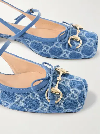 Gucci Horsebit-embellished Denim-jacquard Slingback Sandals | Thumbnail 4 Gucci Horsebit-embellished Denim-jacquard Slingback Sandals | Thumbnail 4