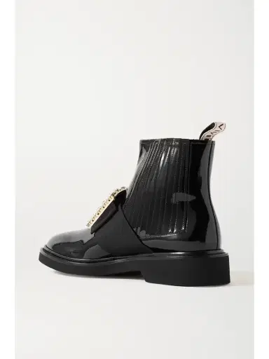Roger Vivier Viv Ranger Crystal-embellished Patent-leather Chelsea Boots | Thumbnail 3
