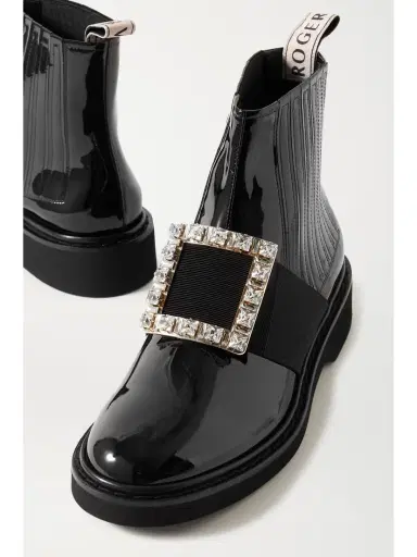 Roger Vivier Viv Ranger Crystal-embellished Patent-leather Chelsea Boots | Thumbnail 4