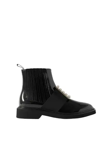 Roger Vivier Viv Ranger Crystal-embellished Patent-leather Chelsea Boots | Thumbnail 1