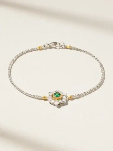 Buccellati Ghirland 18-karat White And Yellow Gold, Diamond And Tsavorite Bracelet | Thumbnail 1 Buccellati Ghirland 18-karat White And Yellow Gold, Diamond And Tsavorite Bracelet | Thumbnail 1