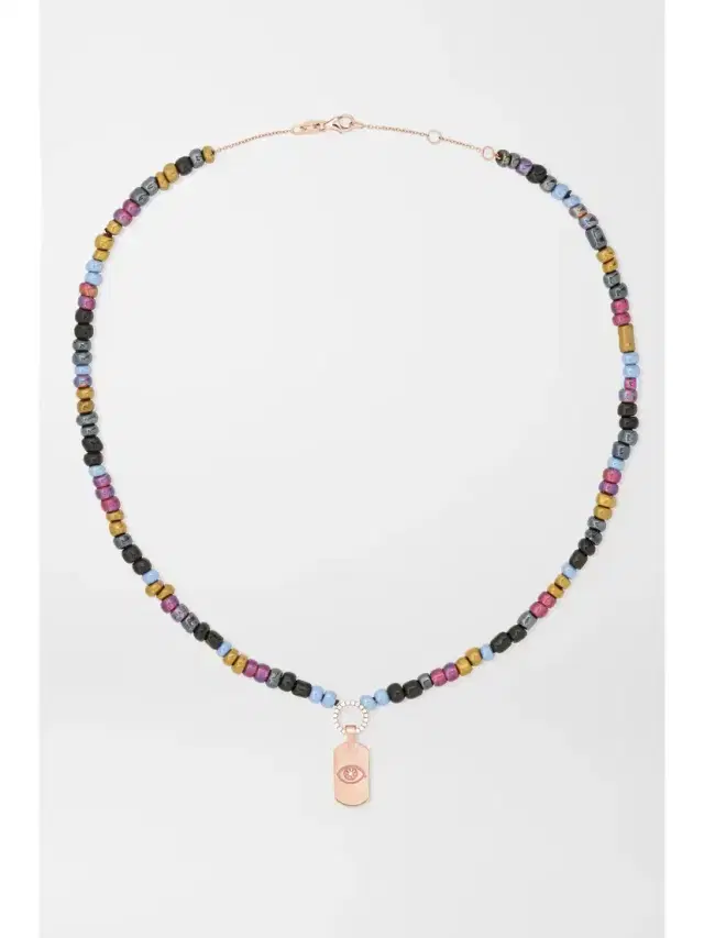 Diane Kordas Evil Eye 14-karat Rose Gold, Bead And Diamond Necklace