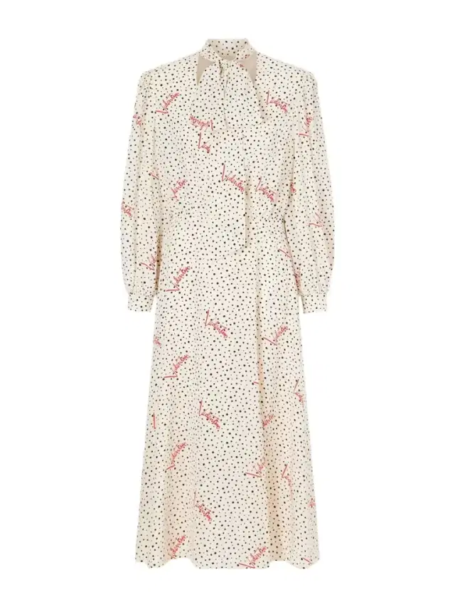Valentino Garavani Pussy-bow Polka-dot Silk Crepe De Chine Maxi Dress
