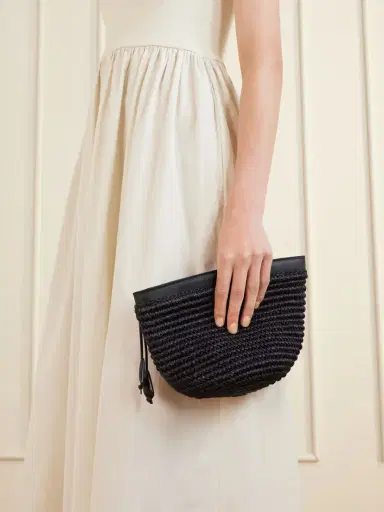 Hunting Season Zip Leather-trimmed Raffia Clutch | Thumbnail 2 Hunting Season Zip Leather-trimmed Raffia Clutch | Thumbnail 2
