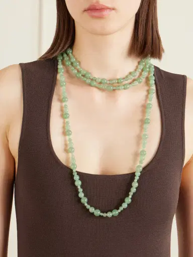 Jennifer Behr Veda Gold-tone Aventurine Necklace | Thumbnail 4