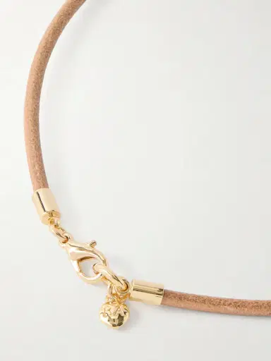 Roxanne Assoulin The Leather Stone Slider Gold-tone, Turquois, Enamel And Leather Necklace | Thumbnail 3 Roxanne Assoulin The Leather Stone Slider Gold-tone, Turquois, Enamel And Leather Necklace | Thumbnail 3
