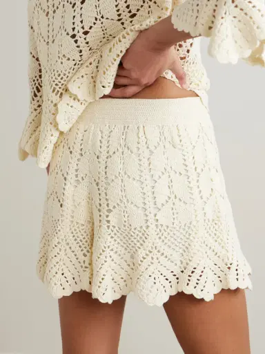 Zimmermann Awaken Scalloped Crocheted Cotton Shorts | Thumbnail 3