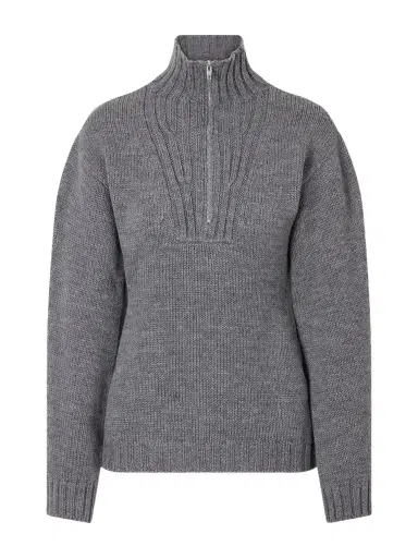 Jil Sander Ribbed-knit Wool Half-zip Turtleneck Sweater | Thumbnail 1 Jil Sander Ribbed-knit Wool Half-zip Turtleneck Sweater | Thumbnail 1