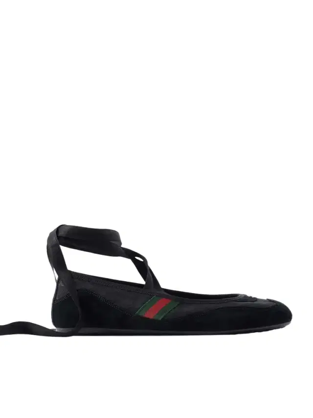 Embellished Webbing-trimmed Canvas And Suede Ballet Flats