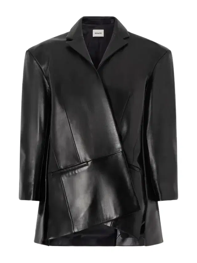 Asymmetric Paneled Leather Blazer