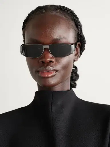 CELINE Eyewear Triomphe Rectangle-frame Gunmetal-tone Sunglasses | Thumbnail 2