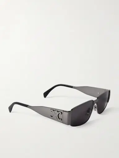 CELINE Eyewear Triomphe Rectangle-frame Gunmetal-tone Sunglasses | Thumbnail 3
