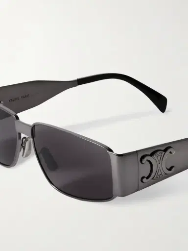 CELINE Eyewear Triomphe Rectangle-frame Gunmetal-tone Sunglasses | Thumbnail 4