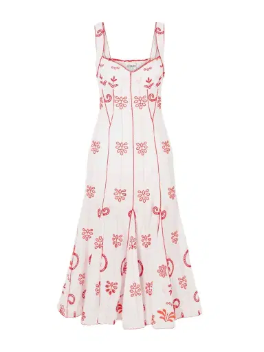 Charo Ruiz Naia Tiered Broderie Anglaise Cotton-blend Midi Dress | Thumbnail 1