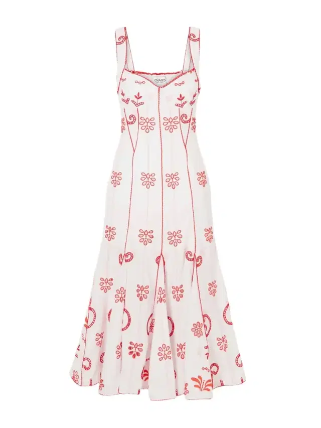 Naia Tiered Broderie Anglaise Cotton-blend Midi Dress