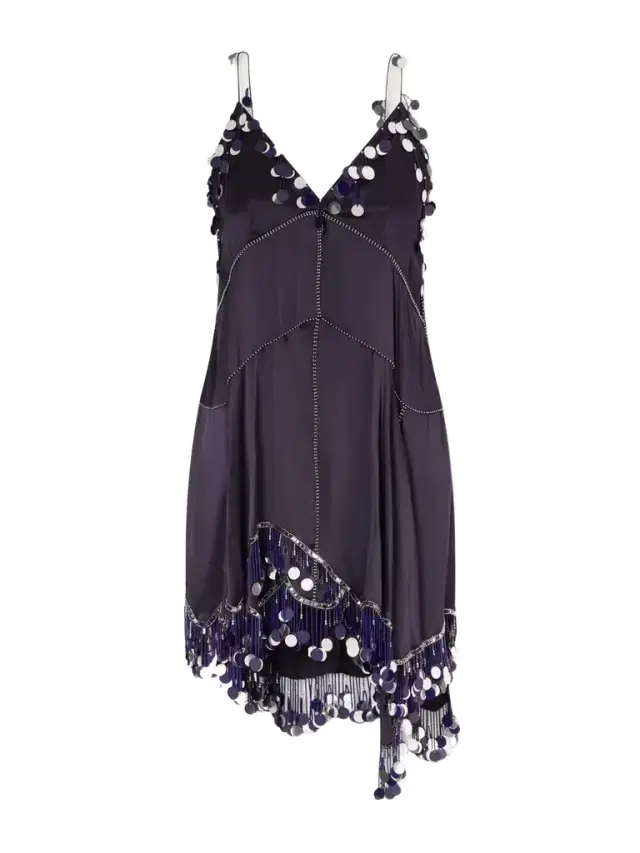Ludna Asymmetric Sequin-embellished Silk-satin Midi Dress