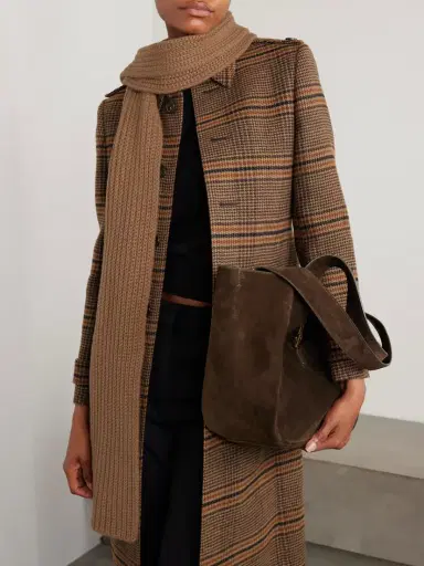 Saint Laurent Appliquéd Ribbed Cashmere Scarf | Thumbnail 2 Saint Laurent Appliquéd Ribbed Cashmere Scarf | Thumbnail 2