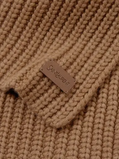 Saint Laurent Appliquéd Ribbed Cashmere Scarf | Thumbnail 3 Saint Laurent Appliquéd Ribbed Cashmere Scarf | Thumbnail 3