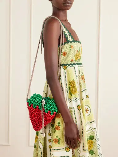 ALÉMAIS Strawberry Beaded Wood Shoulder Bag | Thumbnail 2