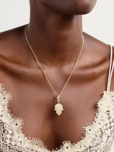 Marlo Laz Southwestern Hamsa 14-karat Gold Diamond Necklace | Thumbnail 2
