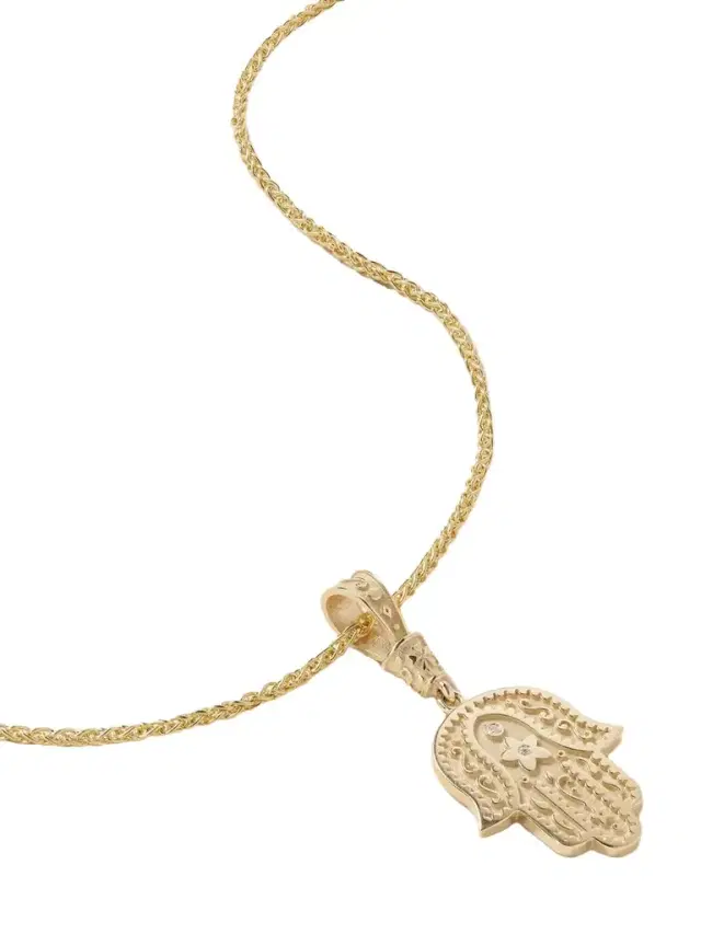Southwestern Hamsa 14-karat Gold Diamond Necklace