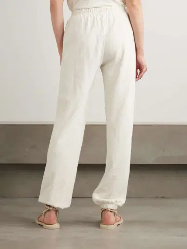 ÉTERNE Vinny Embroidered Tapered Cotton-jersey Track Pants | Thumbnail 3