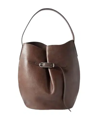 Liffner Buckled Leather Bucket Bag - Dark brown | Thumbnail 1