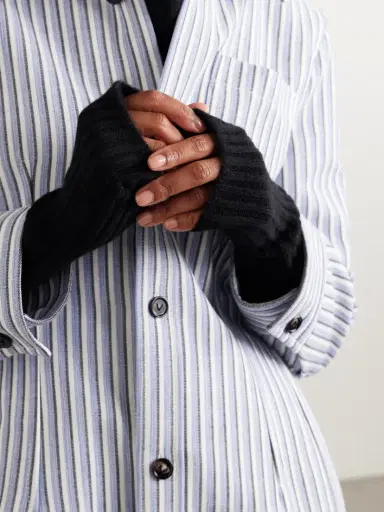 Yves Salomon Ribbed Cashmere Fingerless Mittens | Thumbnail 2 Yves Salomon Ribbed Cashmere Fingerless Mittens | Thumbnail 2