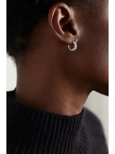 David Yurman Crossover 18-karat White Gold Diamond Hoop Earrings | Thumbnail 2