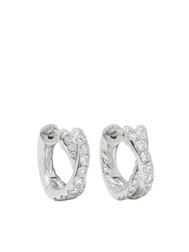 David Yurman Crossover 18-karat White Gold Diamond Hoop Earrings | Thumbnail 1