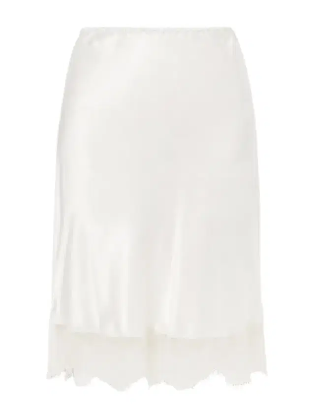 Lace-trimmed Silk-satin Midi Skirt - Ivory Lace-trimmed Silk-satin Midi Skirt - Ivory