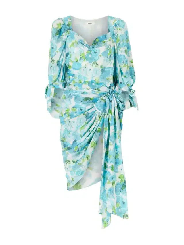 Draped Floral-print Silk Mini Dress