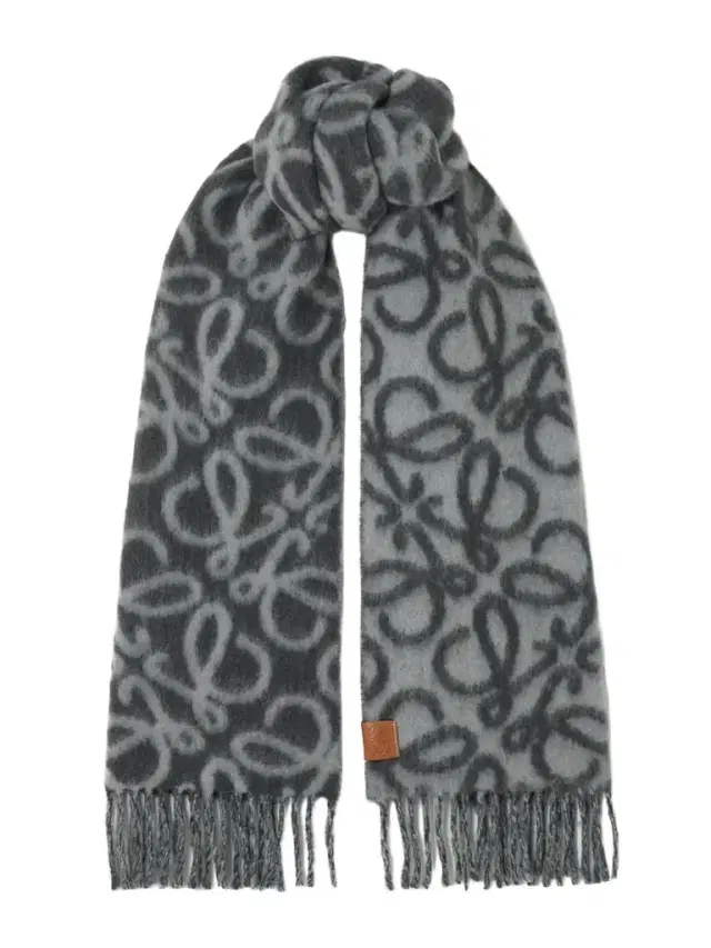 Fringed Jacquard-knit Scarf
