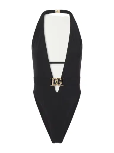 Dolce & Gabbana Logo-embellished Stretch Jersey One-piece | Thumbnail 1 Dolce & Gabbana Logo-embellished Stretch Jersey One-piece | Thumbnail 1