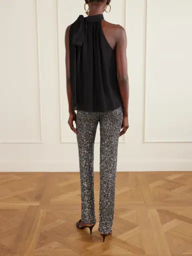 Valentino Garavani Bow-embellished Silk-georgette Top | Thumbnail 3