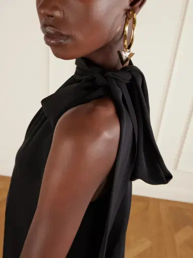 Valentino Garavani Bow-embellished Silk-georgette Top | Thumbnail 4
