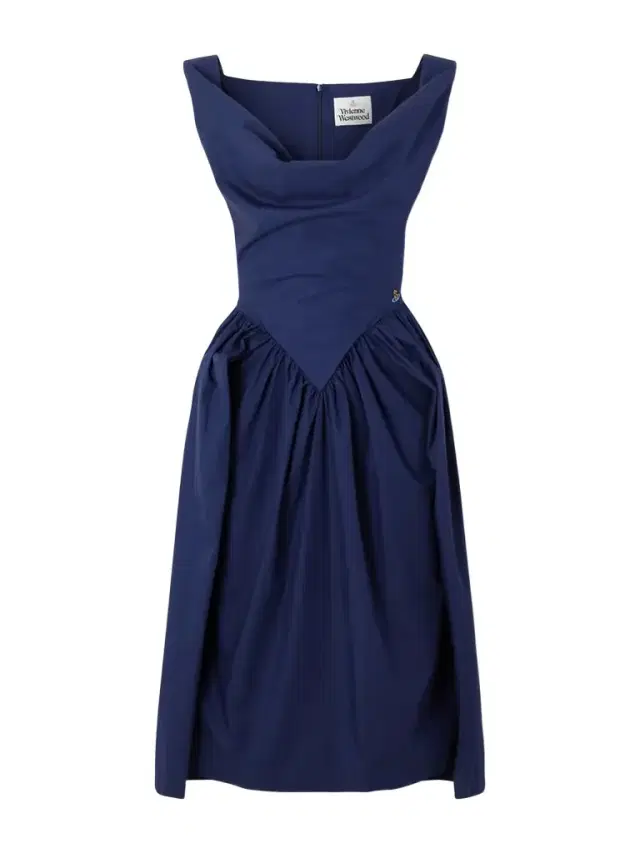 Sunday Gathered Cotton-poplin Midi Dress - Navy