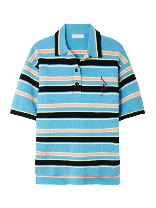 Embroidered Striped Cotton-blend Terry Polo Shirt